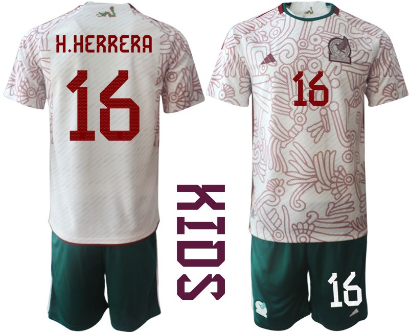 Youth 2022 World Cup National Team Mexico away white 16 Soccer Jersey